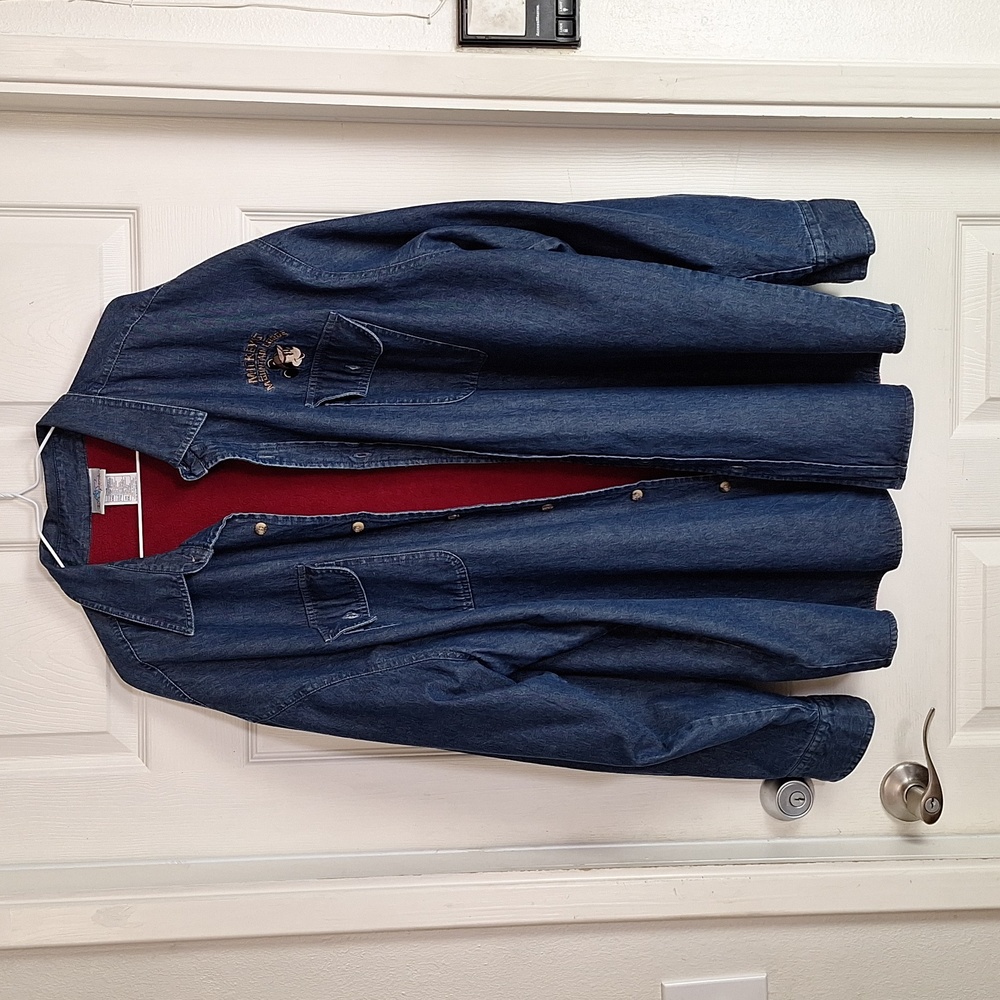 Mickeys Lodge Disney Resort Mens XXL Insulated Denim Jacket button down shirt
